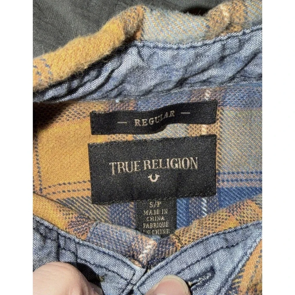 True Religion Shirt Mens S Multicolor Plaid Flannel Long Sleeve Button Up Casual